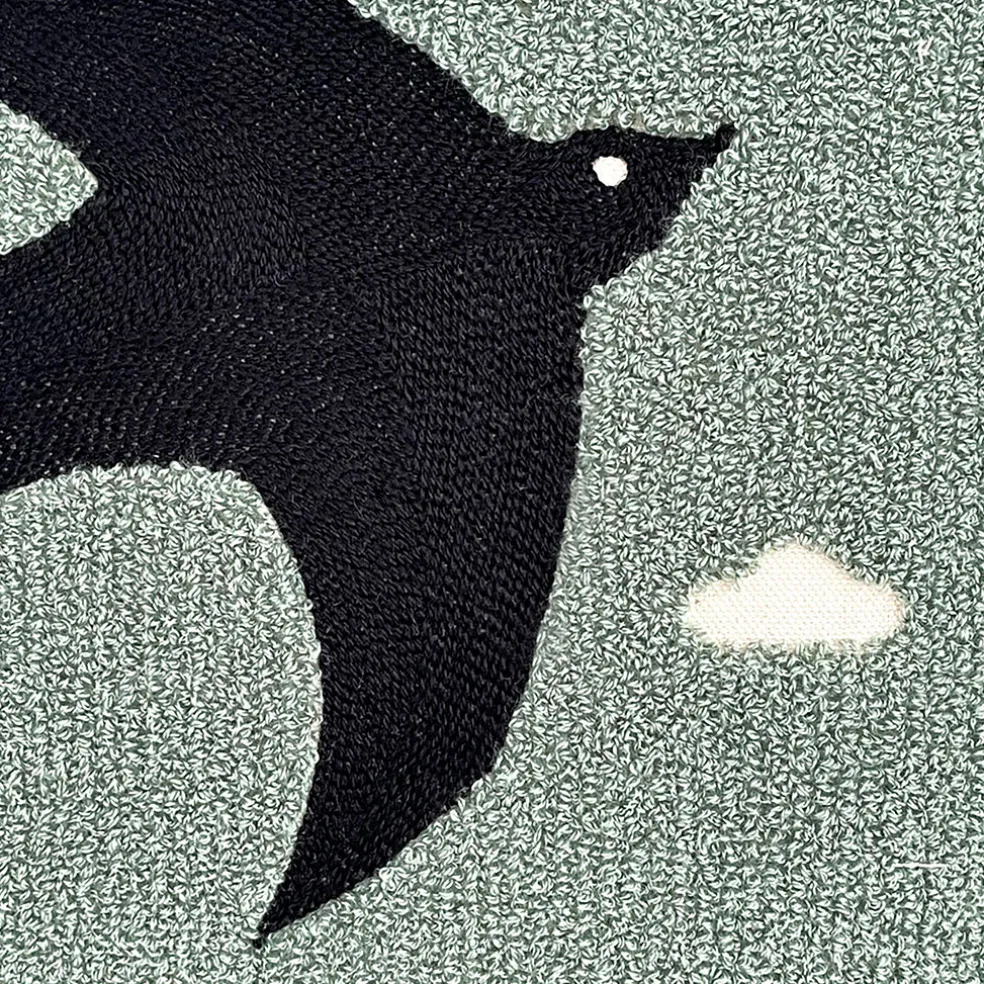 Coussin oiseau en coton bleu canard 40x40cm - Influence