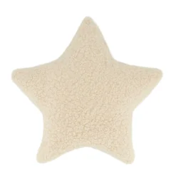 Coussin étoile en tissu bouclette crème