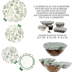 Couvercle en tissu reutilisable x3