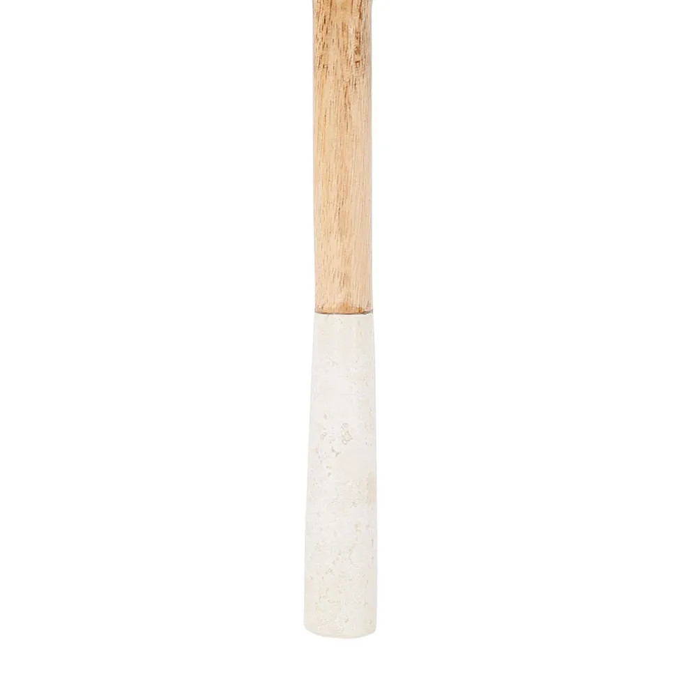 Couverts à salade ecru en marbre blanc et bois de manguier - sweet leaves