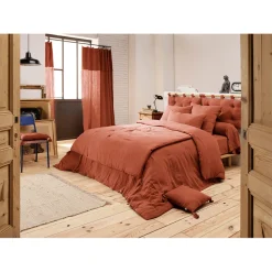 Couvre lit en gaze de coton terracotta 90x200cm - Gaia