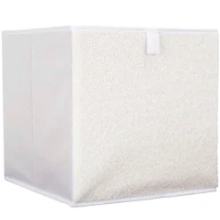 Cube de rangement pliable bouclette beige 30xh30cm