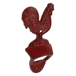 Décapsuleur coq en fonte rouge - Basse-Cour