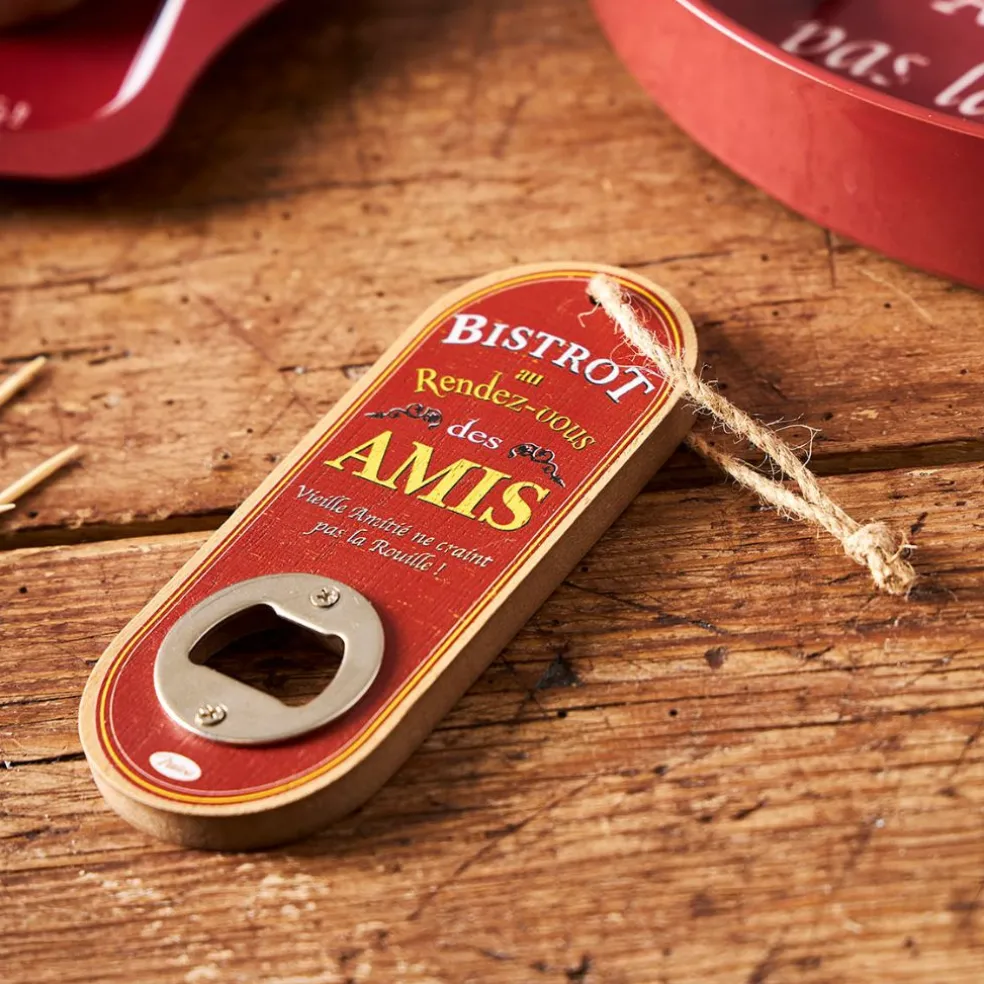 Décapsuleur de poche rouge et jaune - Bistrot Des Amis