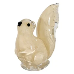 Déco écureil en verre beige h11cm