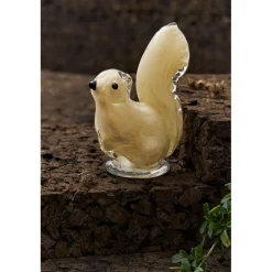 Déco écureil en verre beige h11cm