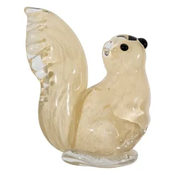 Déco écureil en verre beige h11cm