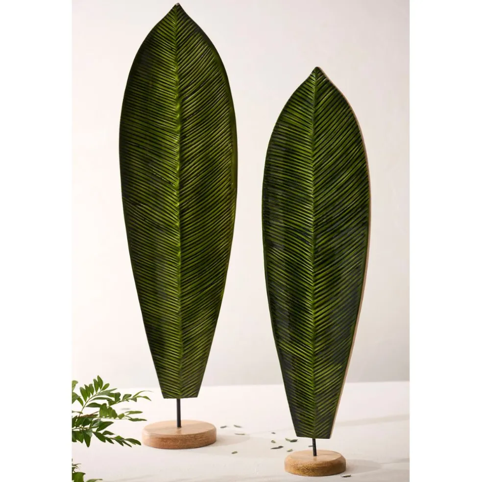 Déco feuille de bananier en manguier vert h62cm - Sanaga