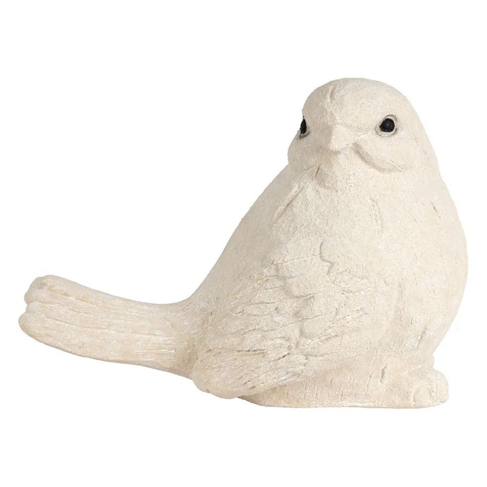 Déco moineau en fibre écru