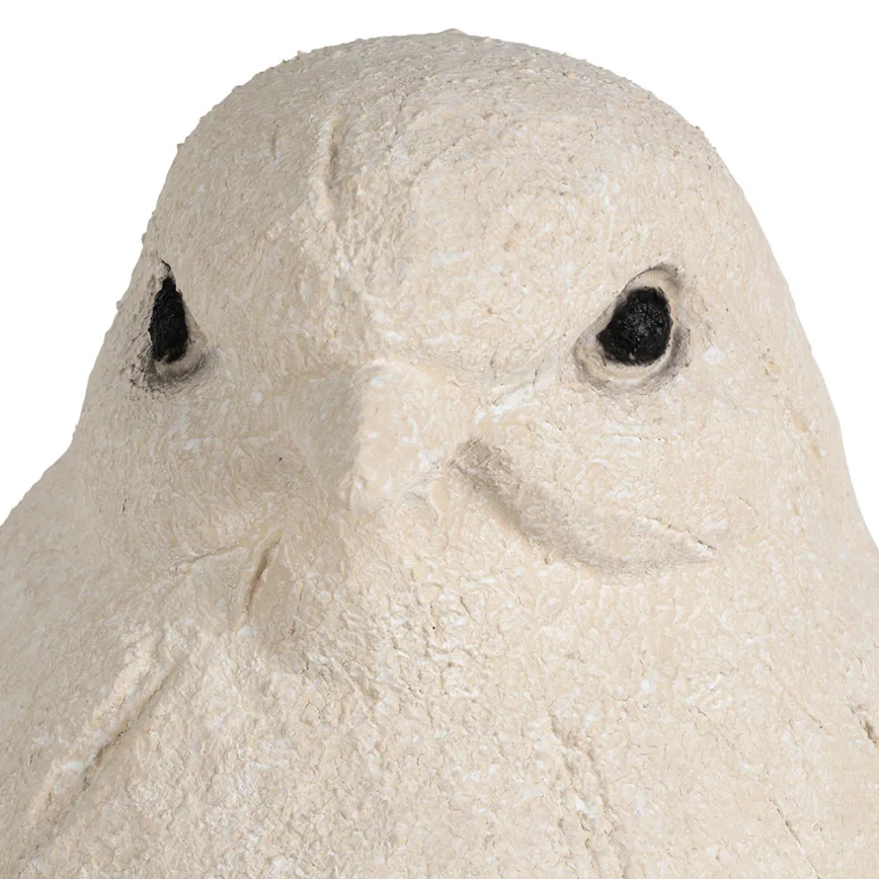 Déco moineau en fibre écru