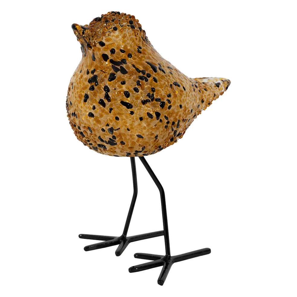 Déco moineau en verre ambre et noir - Serin