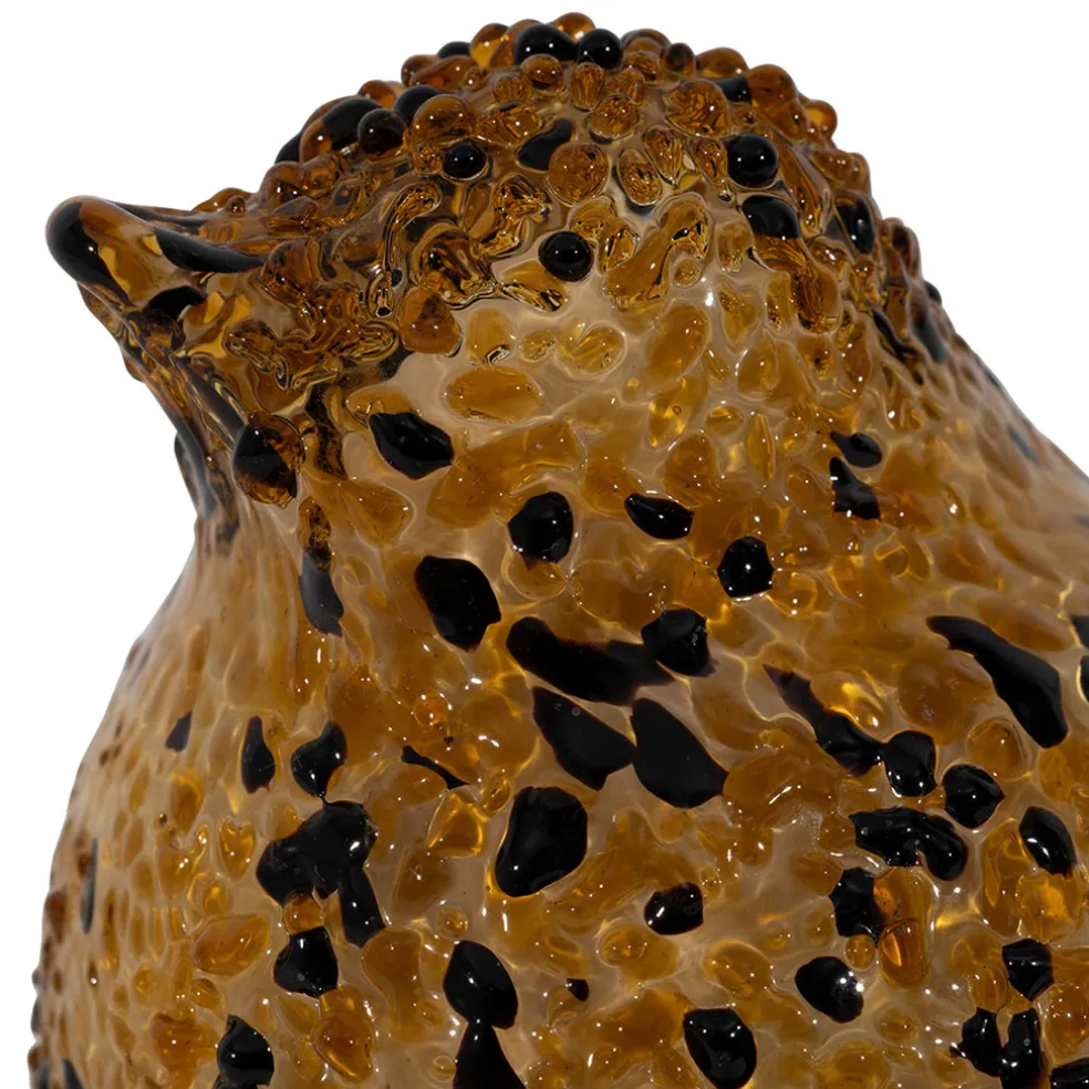 Déco moineau en verre ambre et noir - Serin