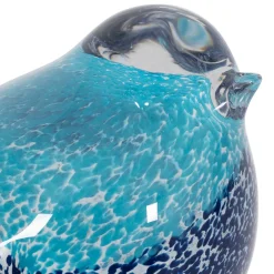 Déco moineau en verre et fer bleu - Serin