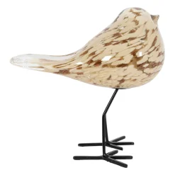 Déco moineau en verre et fer beige et doré - Serin