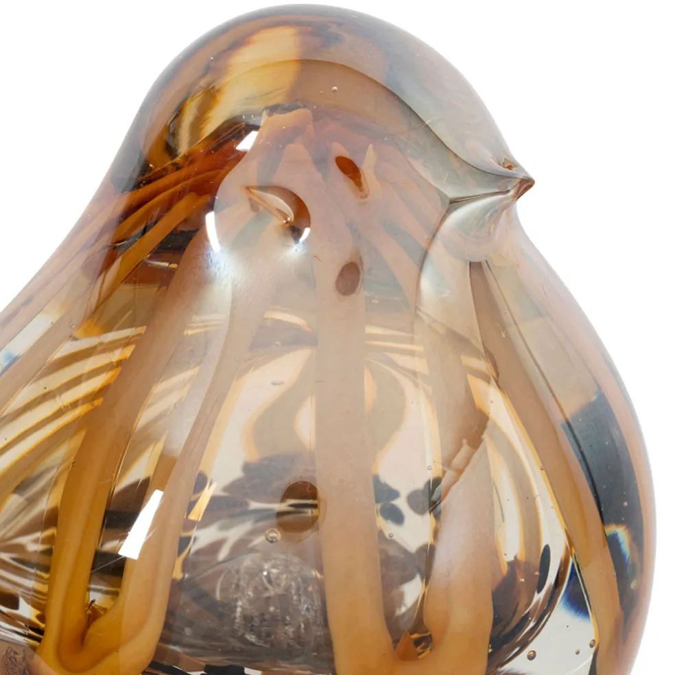 Déco moineau en verre et fer brun - Serin