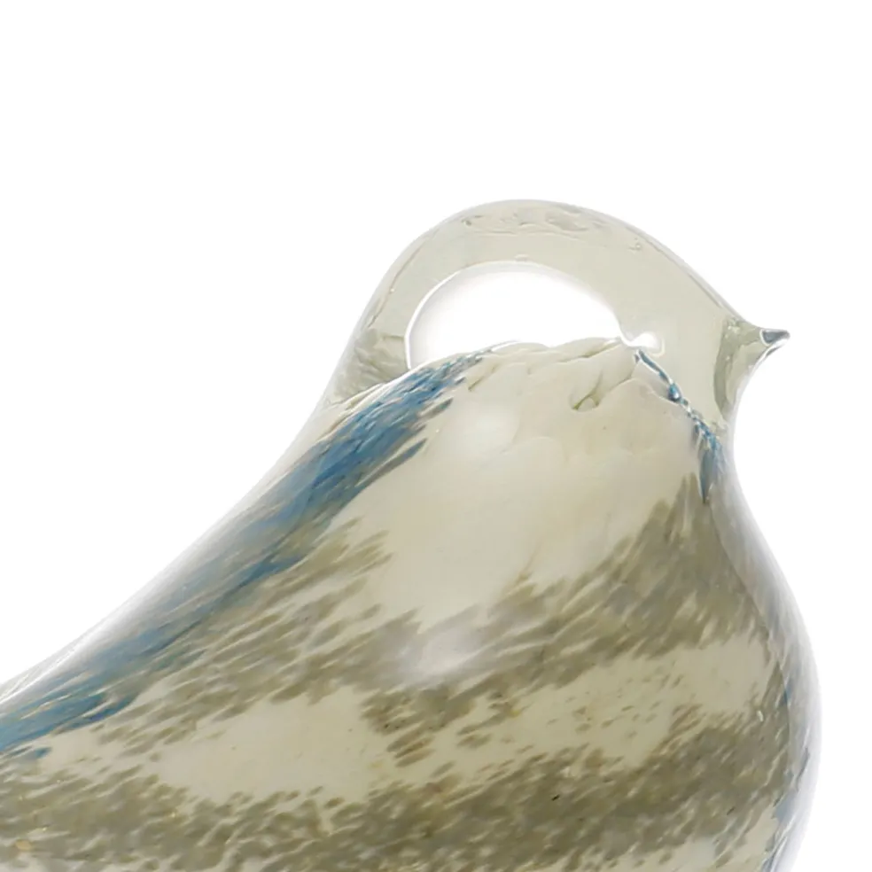 Déco moineau serin ivoire et bleu en verre