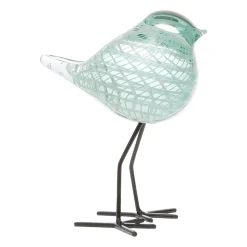 Déco moineau serin vert d'eau en verre