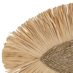 Déco murale œil en jonc de mer et coquillage naturel - Cauri