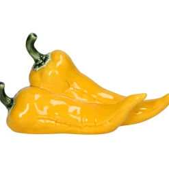 Déco piment en porcelaine jaune