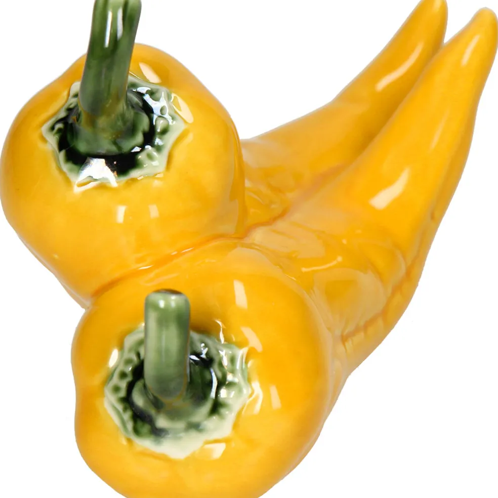 Déco piment en porcelaine jaune