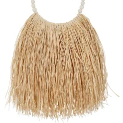 Déco ronde murale en raphia naturel - blue sand