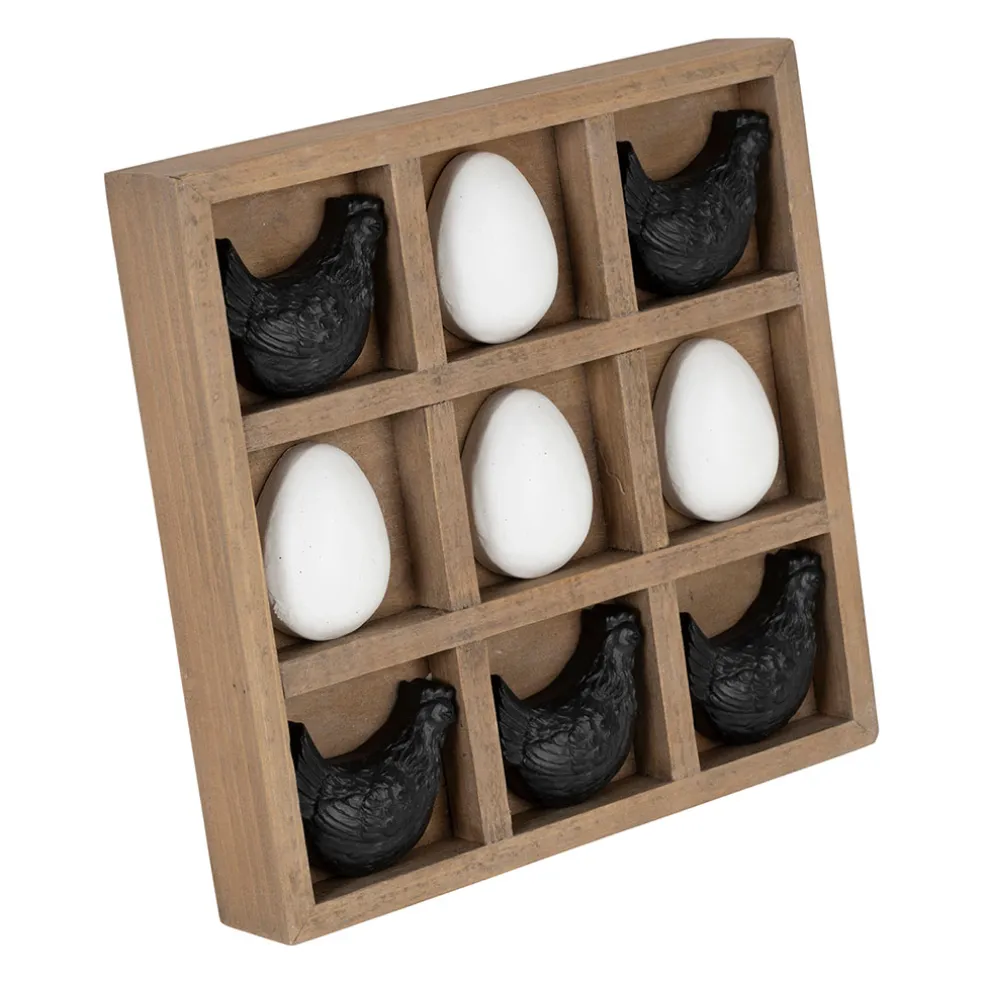 Déco tic tac toe poule et œuf noir et blanc - Campagne