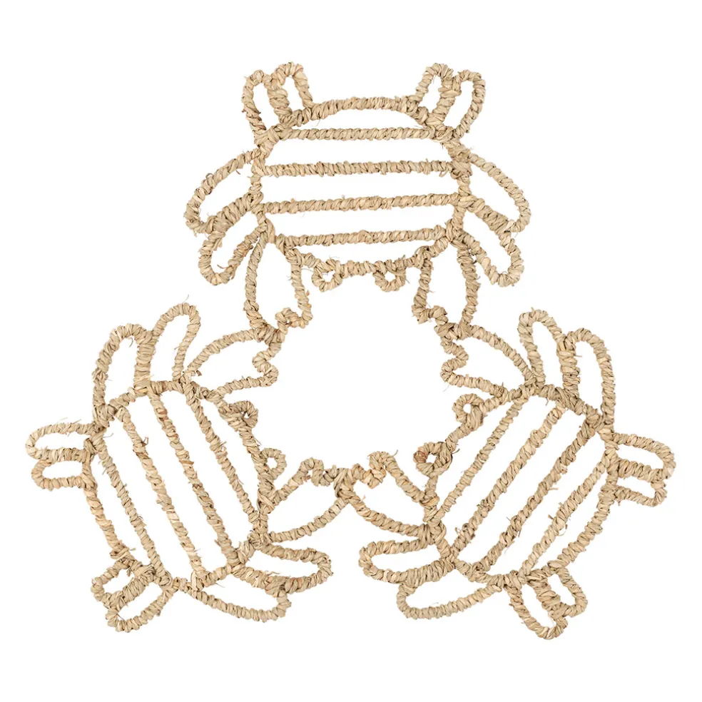 Déco trio de crabes en jonc de mer naturel - borneo
