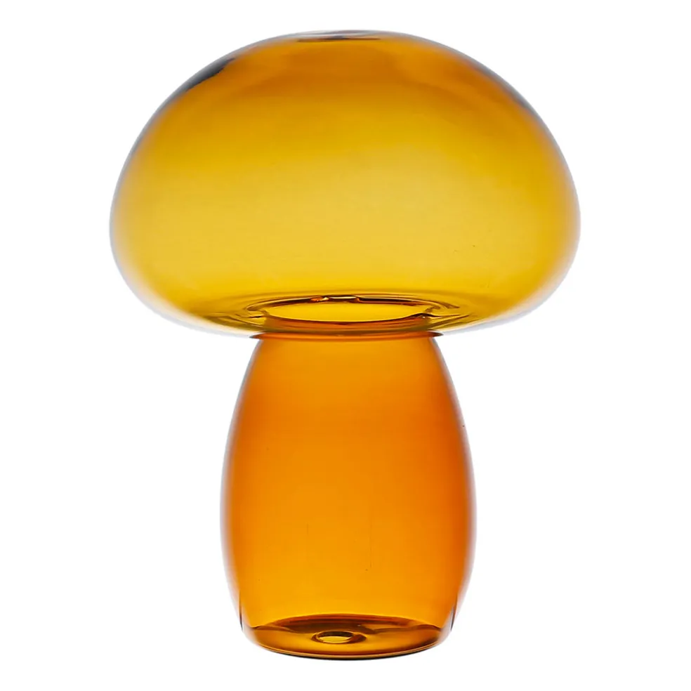 Décoration champignon en verre ambre H15,5cm - Dilacia