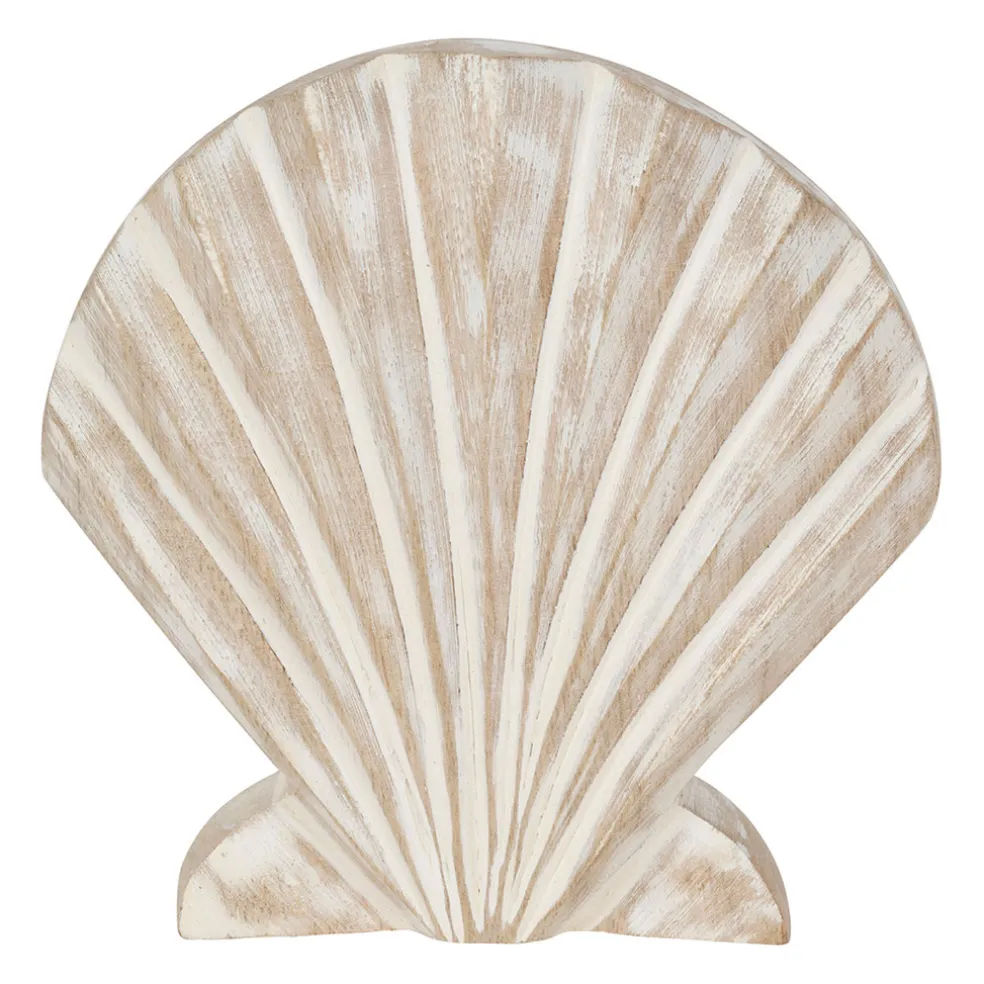 Décoration coquille Saint-Jacques en manguier blanchi - Amarres
