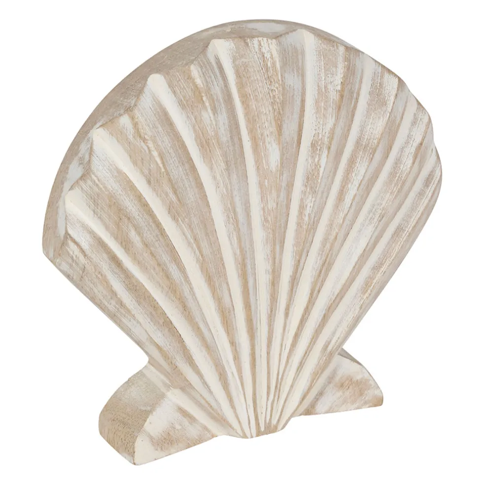 Décoration coquille Saint-Jacques en manguier blanchi - Amarres