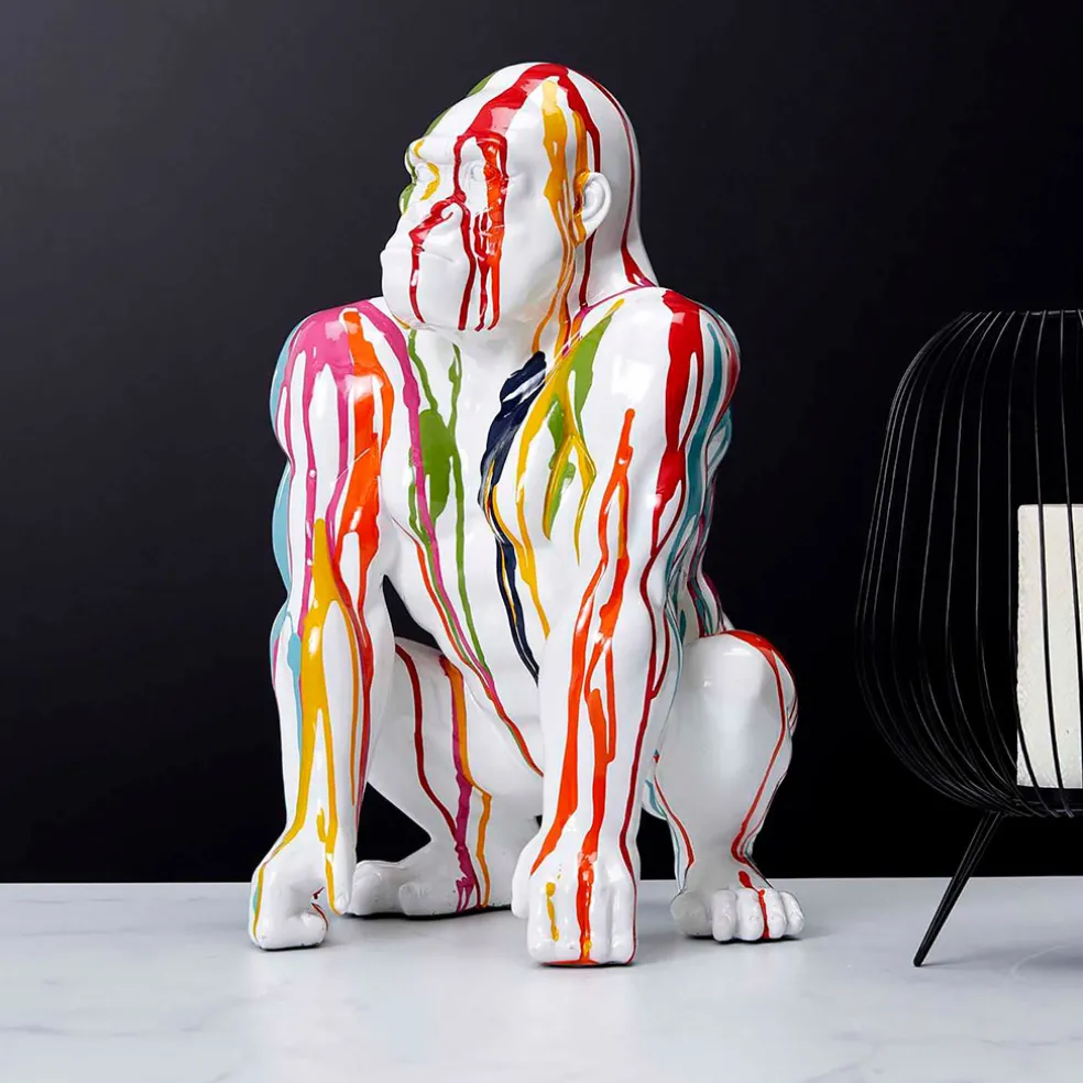 Décoration gorille blanc rainbow