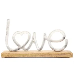 Décoration love sur support en bois naturel 32x5xh19cm
