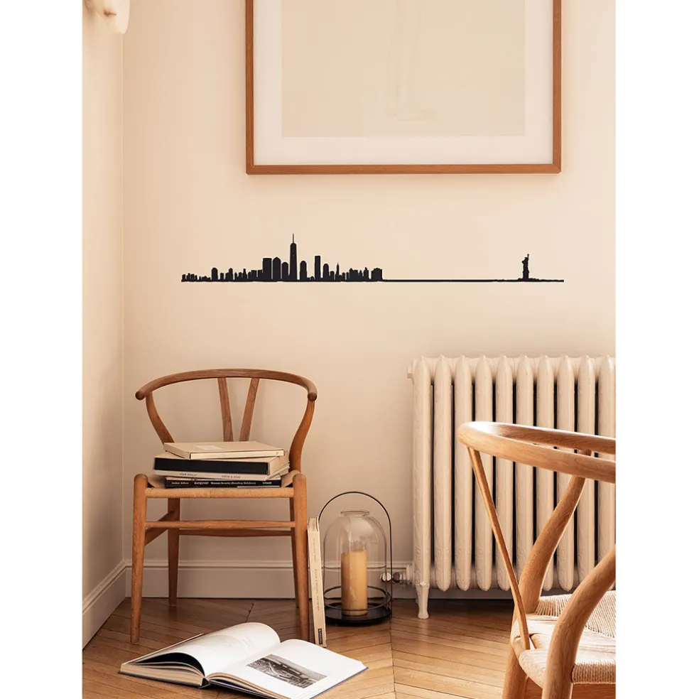 Décoration murale ligne en acier noir NYC L50cm