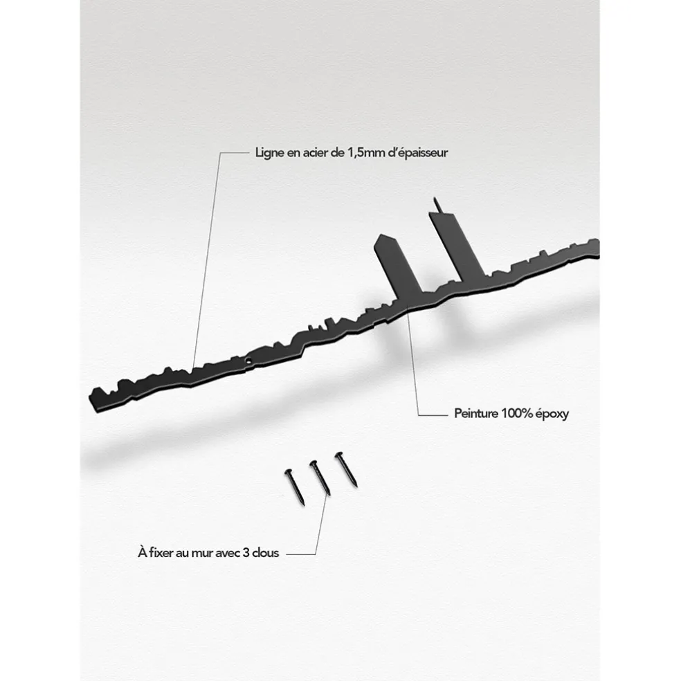 Décoration murale ligne lyon 50cm noir