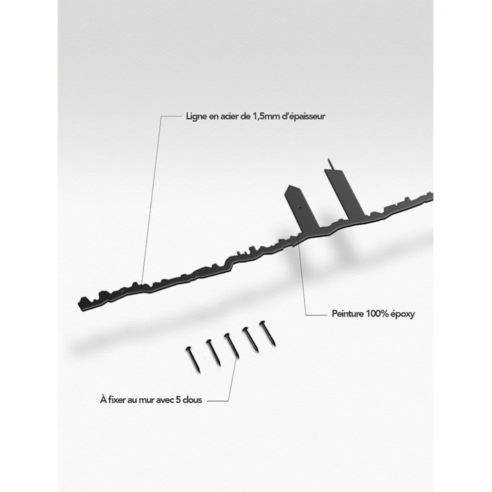 Décoration murale ligne lyon 50cm noir