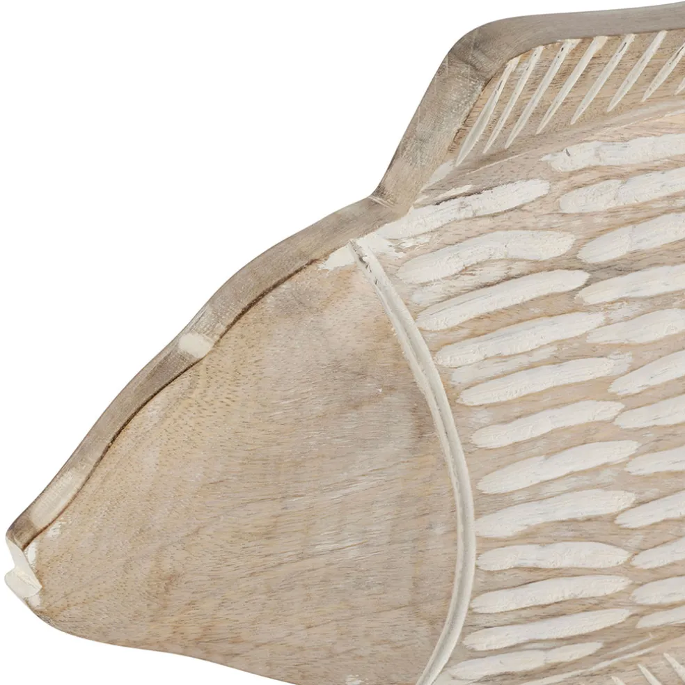 Décoration poisson en manguier et fer blanchi - Amarres