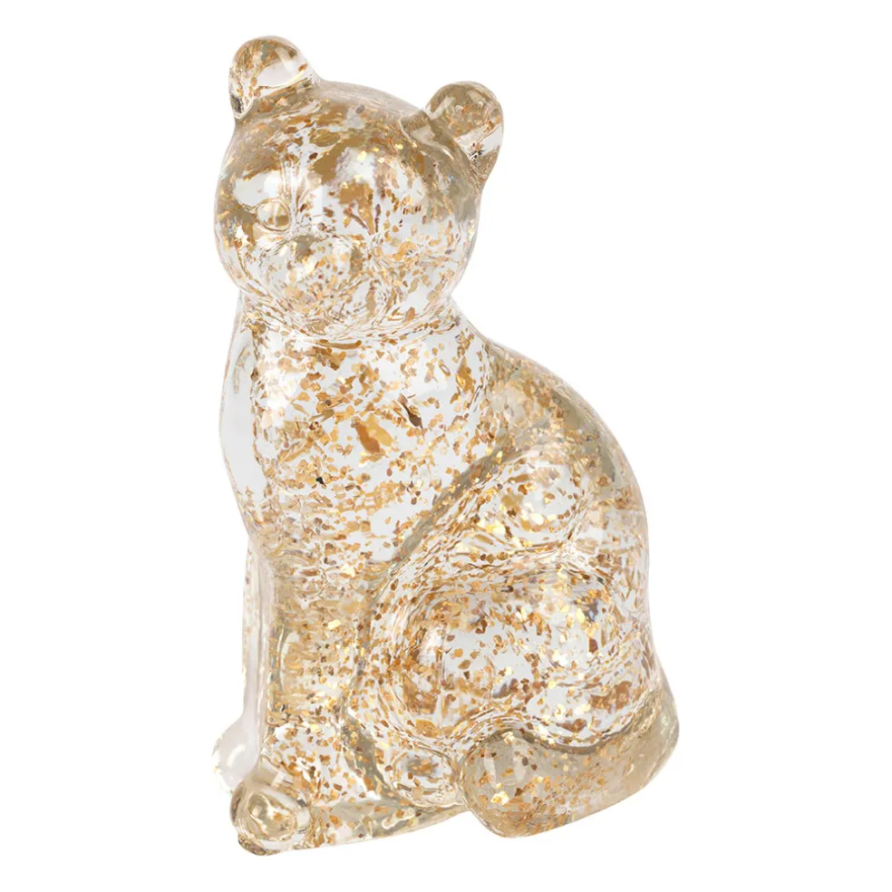 Deco chat en verre doré - Felin
