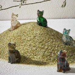 Deco chat en verre émeraude et doré - Félin