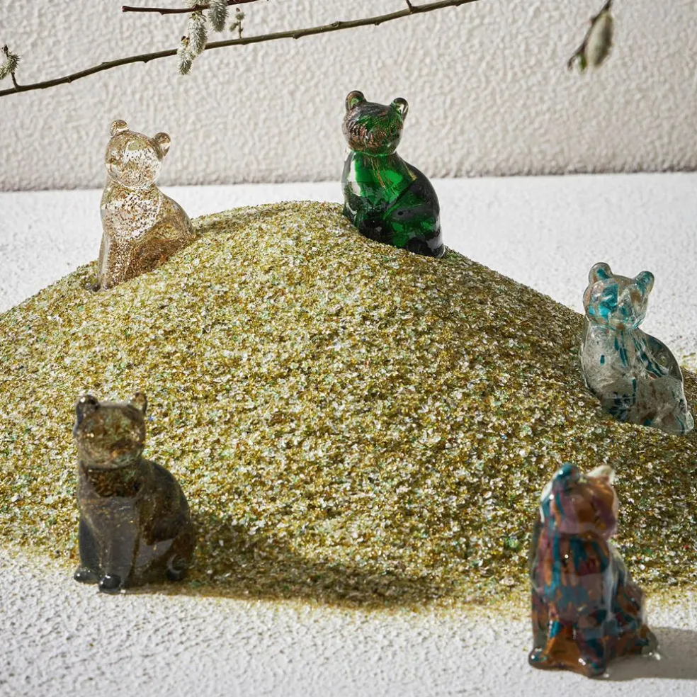 Deco chat en verre vert et doré - Félin