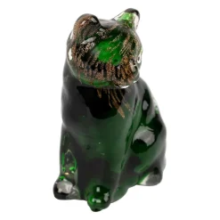 Deco chat en verre vert et doré - Félin