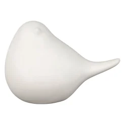 Deco led oiseau en porcelaine blanc h11cm - Ilobo
