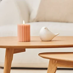 Deco led oiseau en porcelaine blanc h11cm - Ilobo