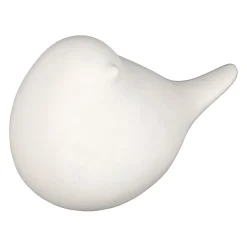 Deco led oiseau en porcelaine blanc h11cm - Ilobo