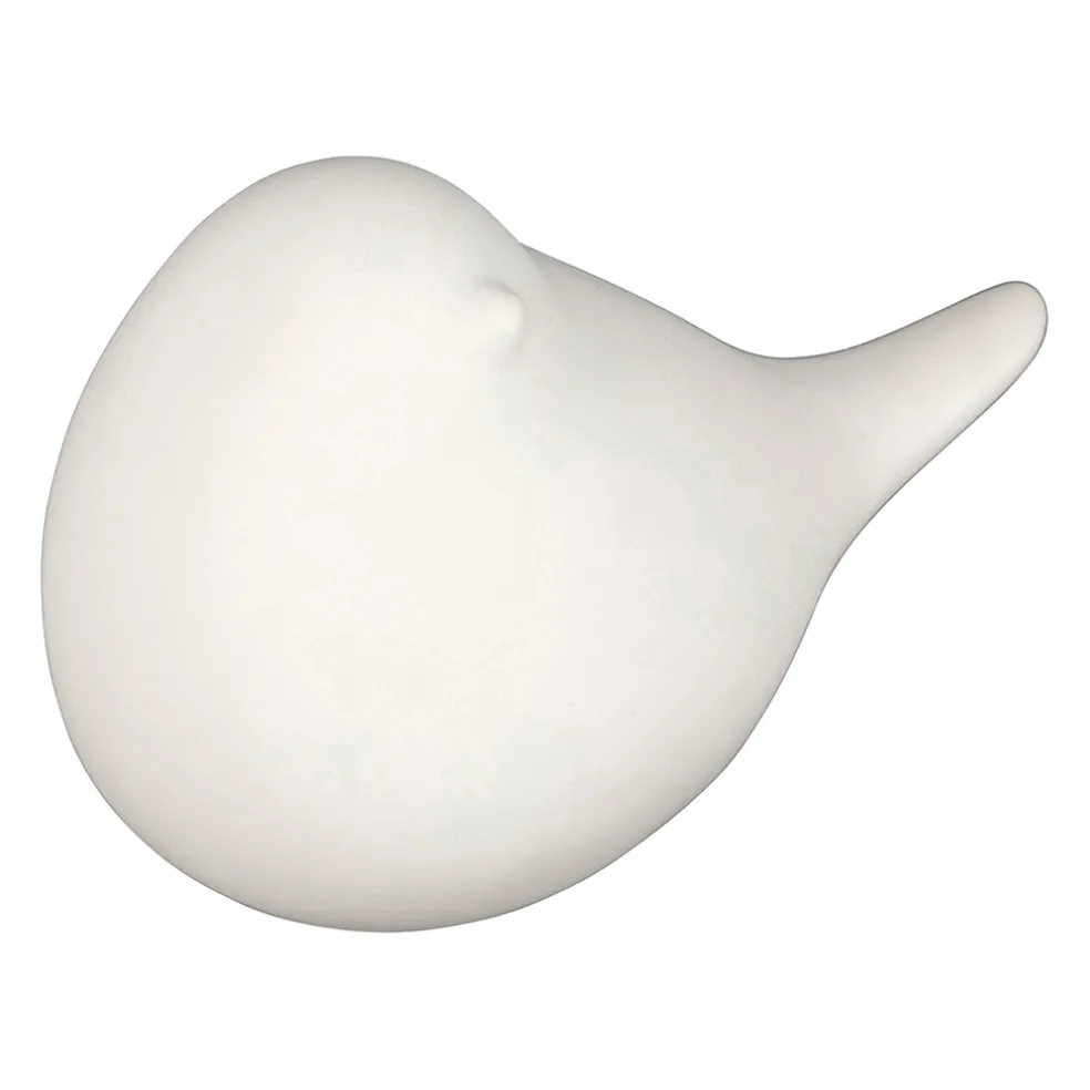 Deco led oiseau en porcelaine blanc h11cm - Ilobo