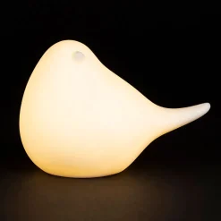Deco led oiseau en porcelaine blanc h11cm - Ilobo