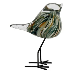 Deco moineau en verre émeraude et doré - Serin