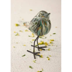 Deco moineau en verre émeraude et doré - Serin