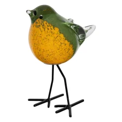 Deco moineau en verre vert et jaune - Serin