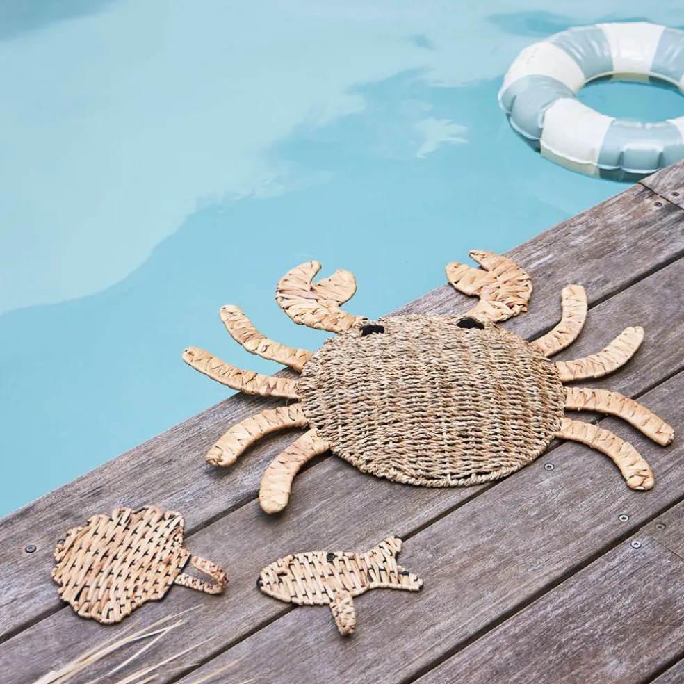 Deco murale crabe en jonc de mer naturel - Eté A La Mer