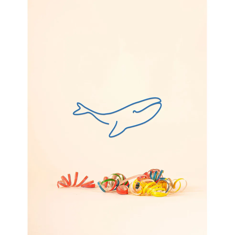 Deco murale en acier bleu 30x15cm - Baleine